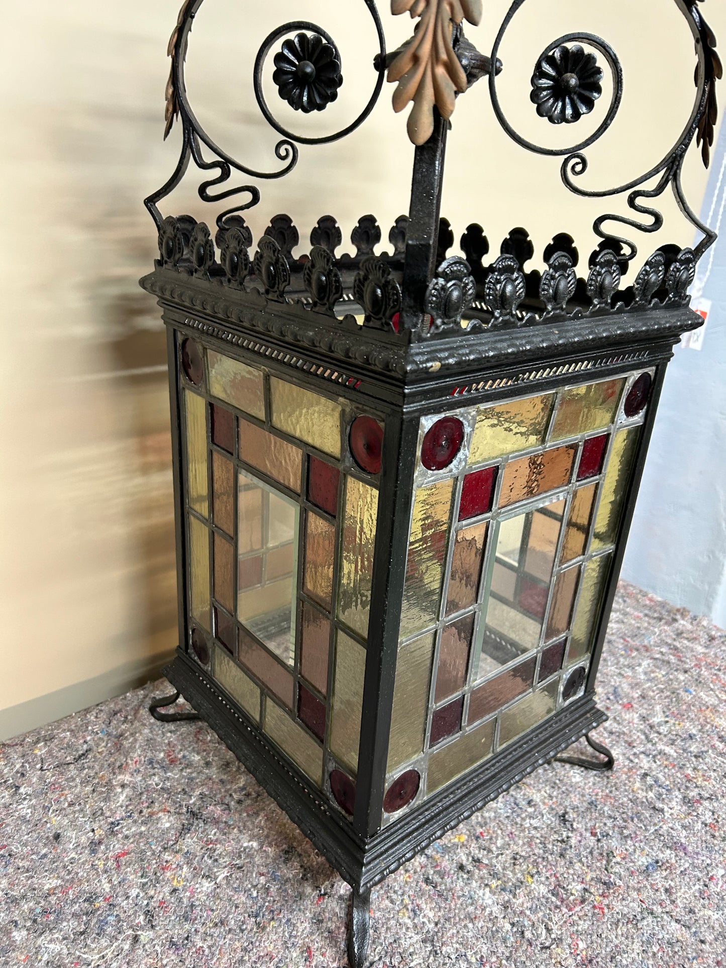 Victorian Stained Glass Hall Lantern