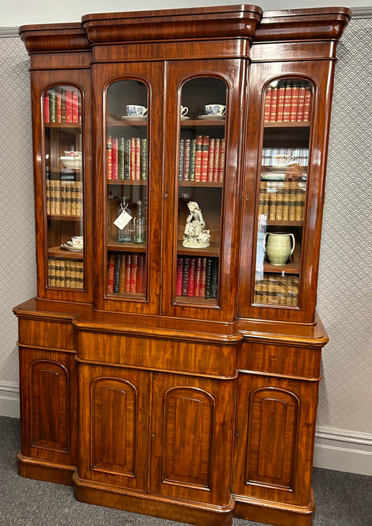 Mahogany 4 Door Breakfront Bookcase