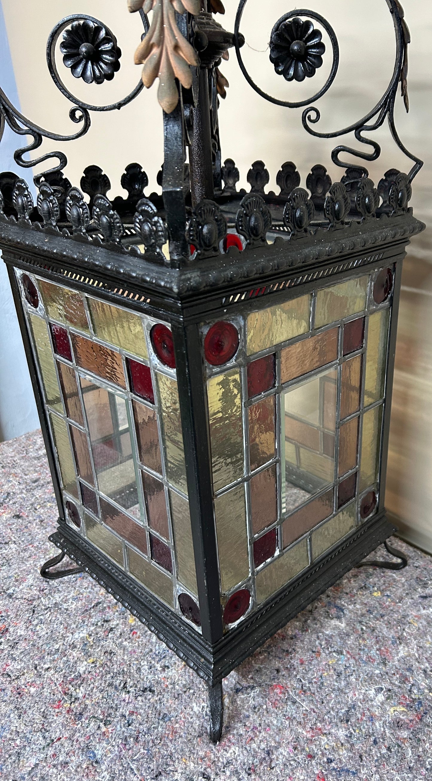 Victorian Stained Glass Hall Lantern