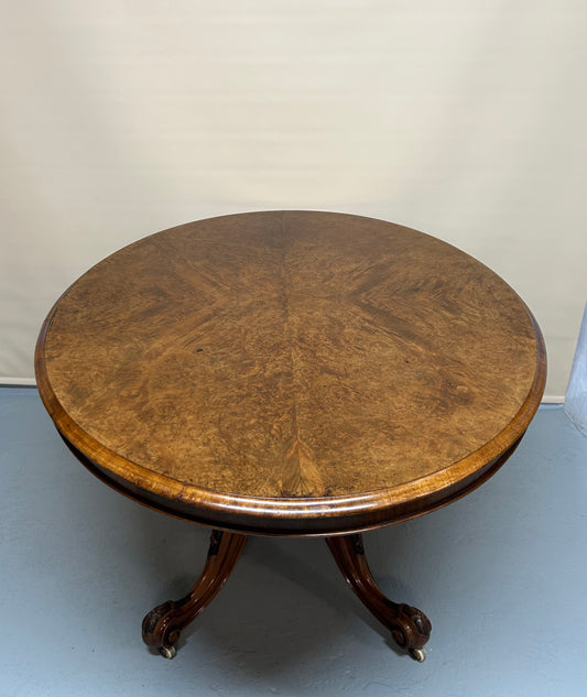 Victorian Burr Walnut Loo Table.