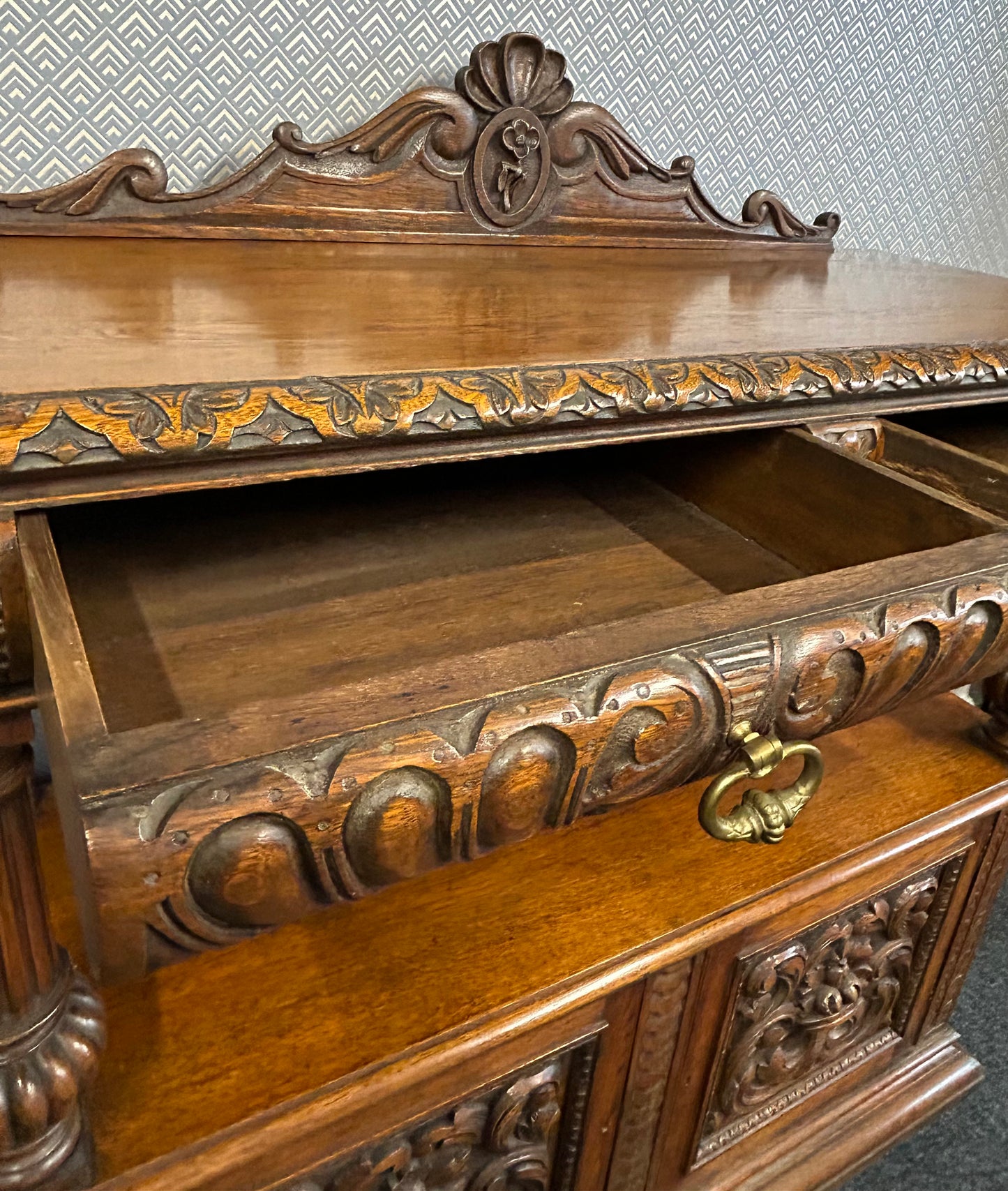 Oak buffet sideboard server.