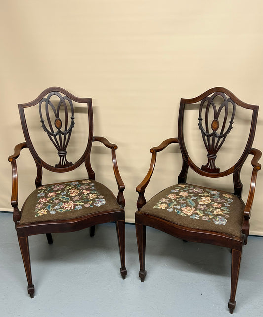 Pair Of Sheraton Style Mahogany Chairs