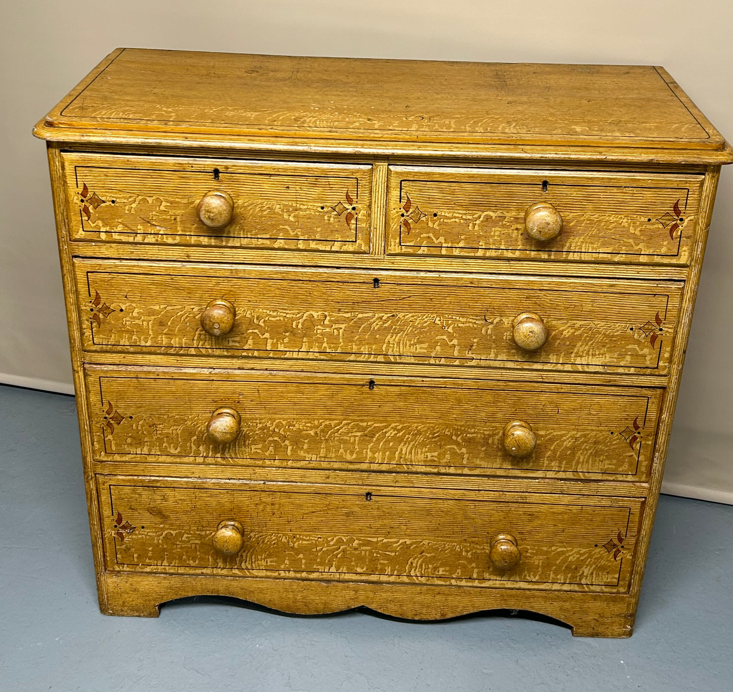 Pine Scumbled Chest Of Drawers