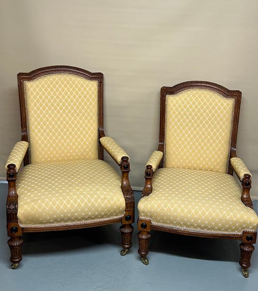 Victorian Ladies and Gentlemen’s Pollard oak chairs