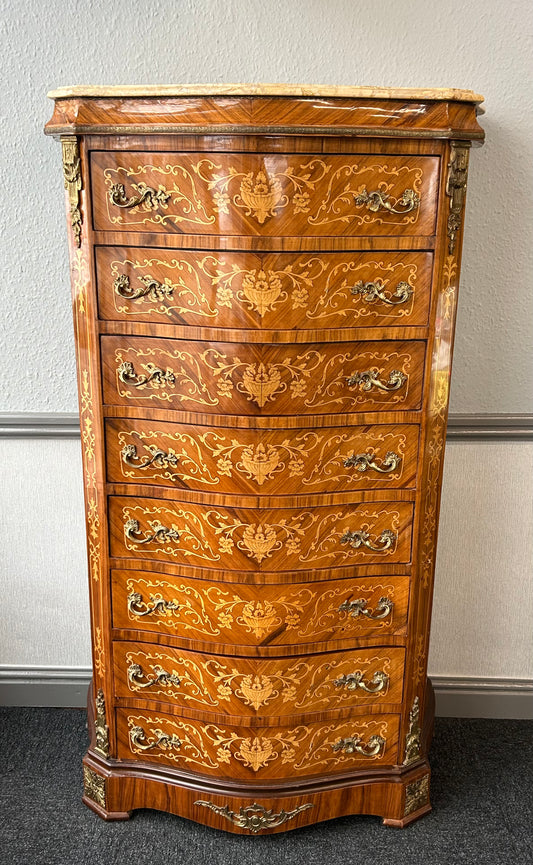 Marquetry inlaid 8 drawer chest