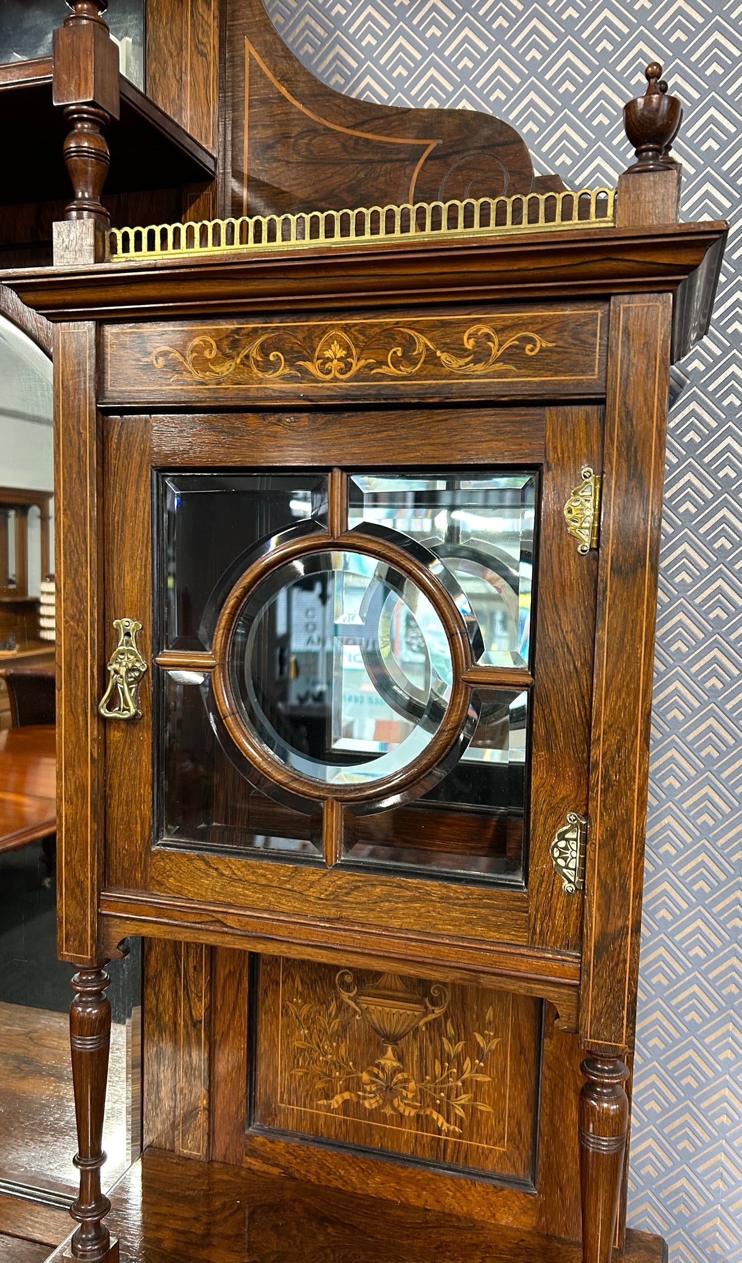 Edwardian Rosewood Inlaid Mirror Back Sideboard