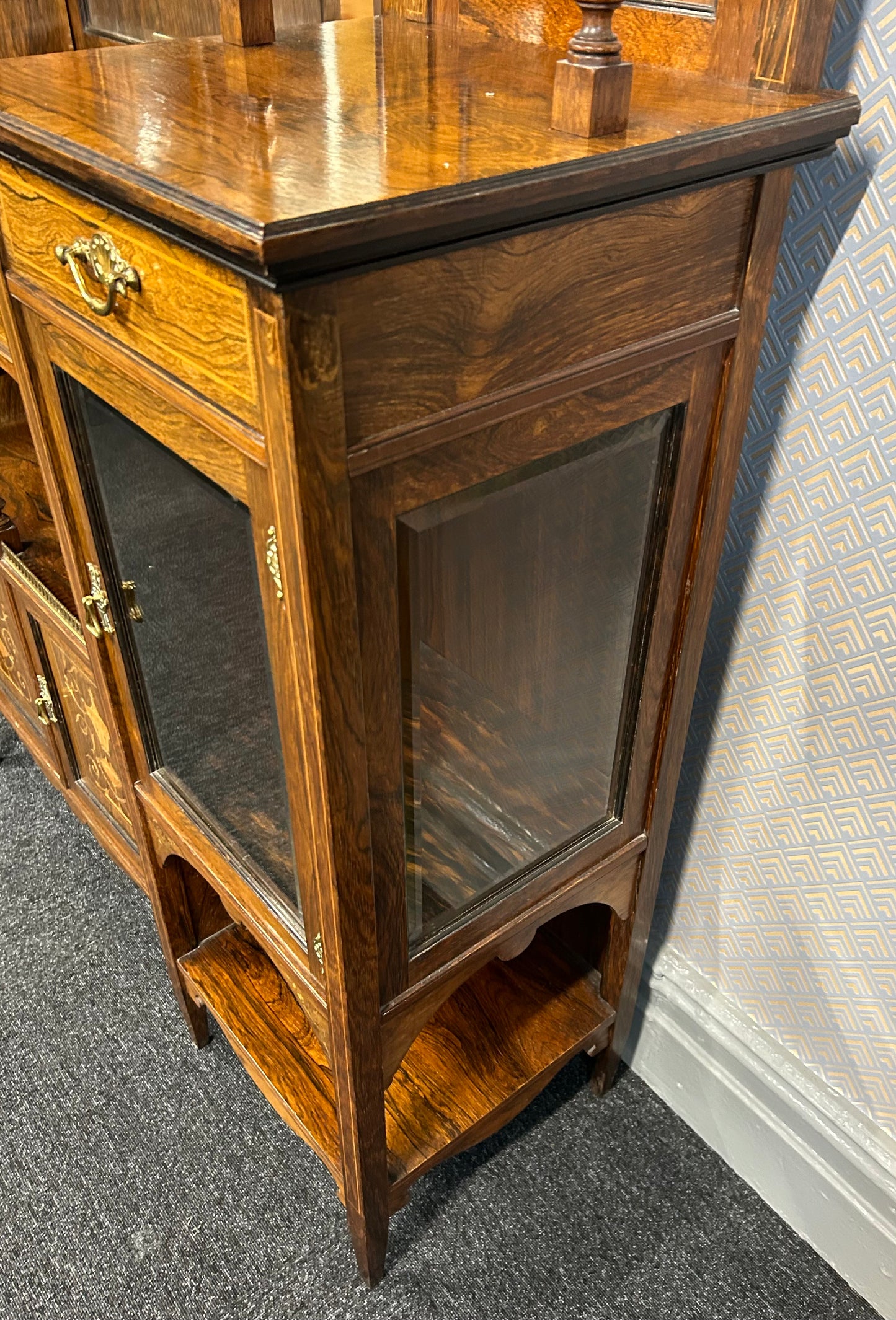 Edwardian Rosewood Inlaid Mirror Back Sideboard