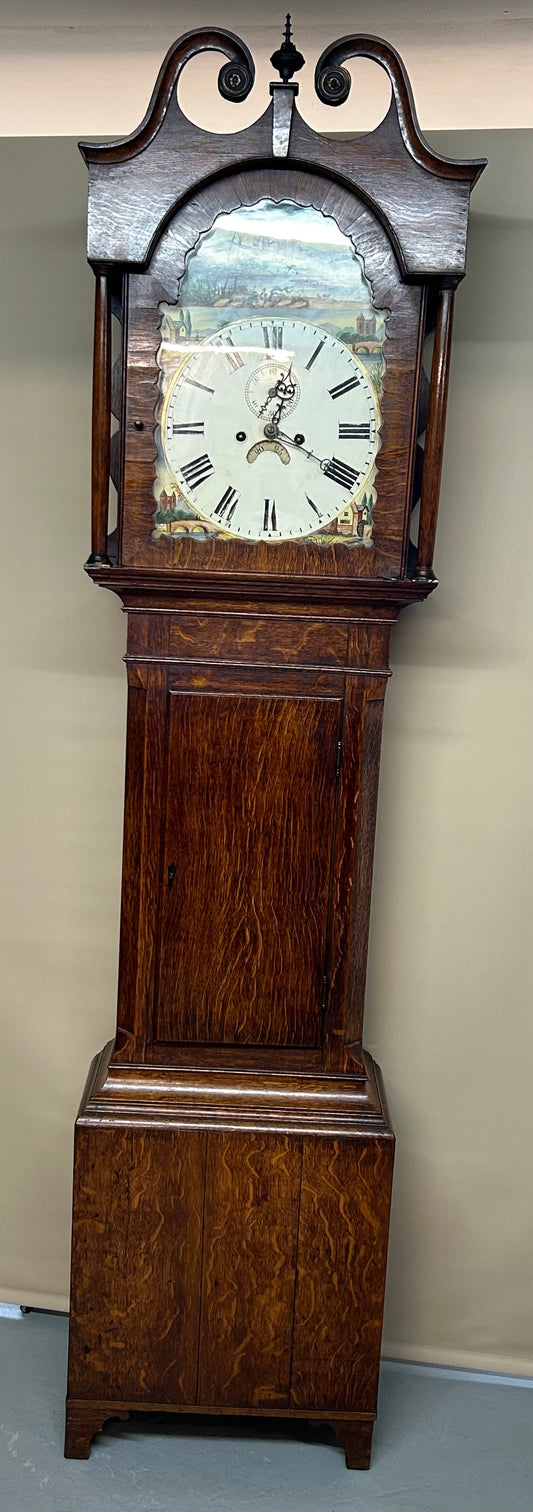 Oak Long Case Grandfather Clock