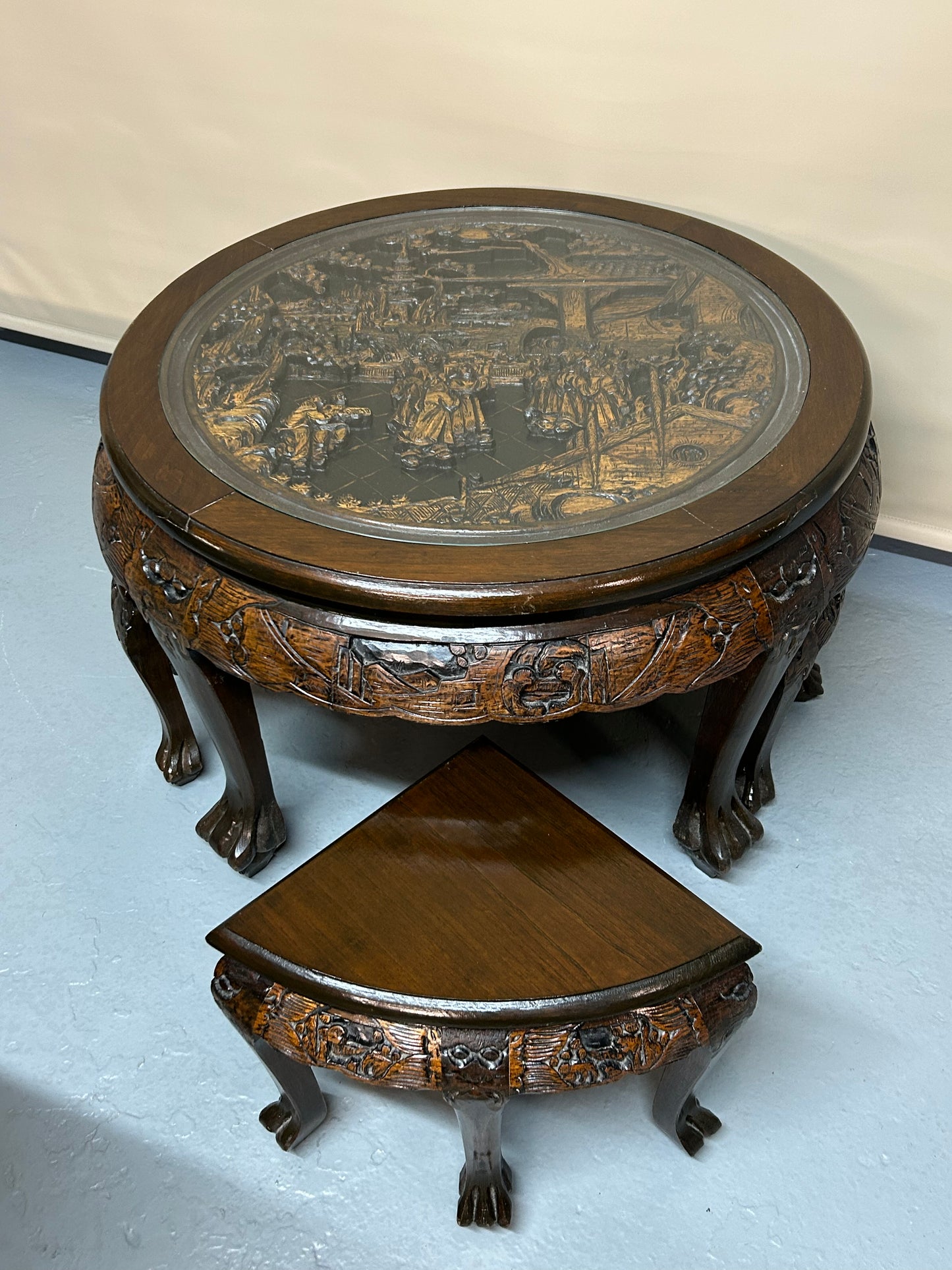 Oriental carved side table