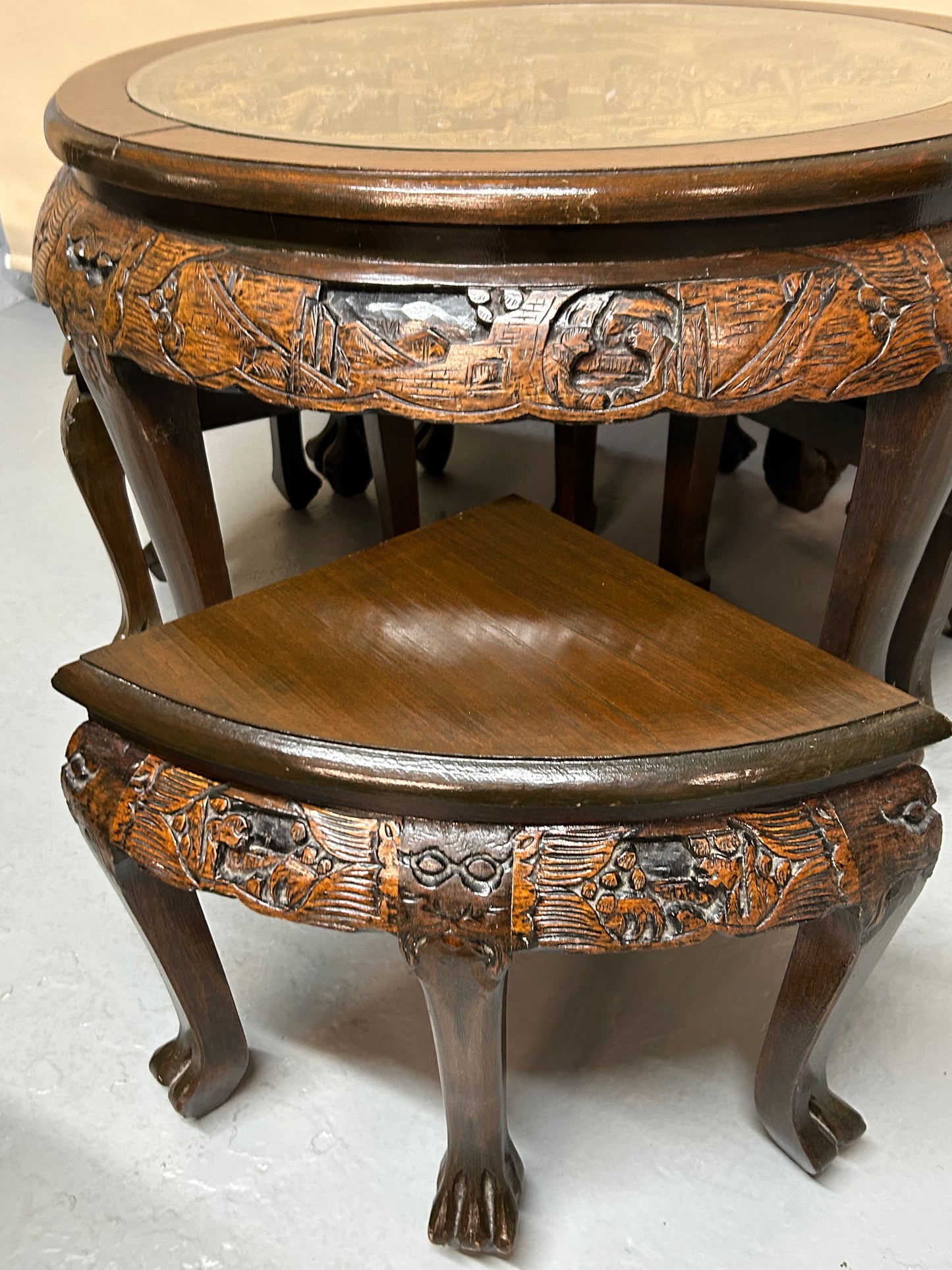 Oriental carved side table