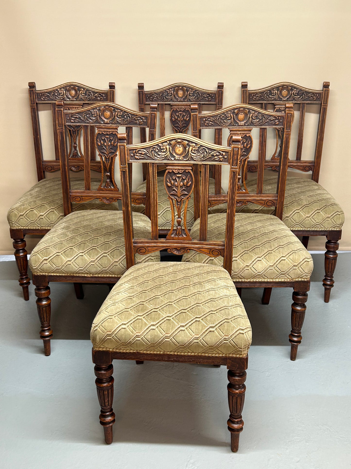 Set of 6 Oak Edwardian Dining Chairs