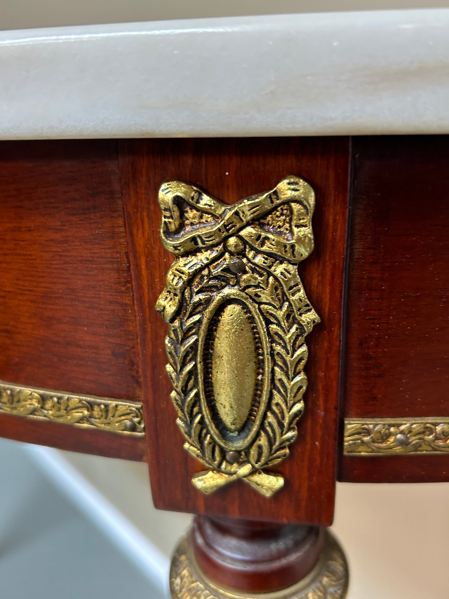 Louis XV1 Style Marble top console table by H and L Epstein.