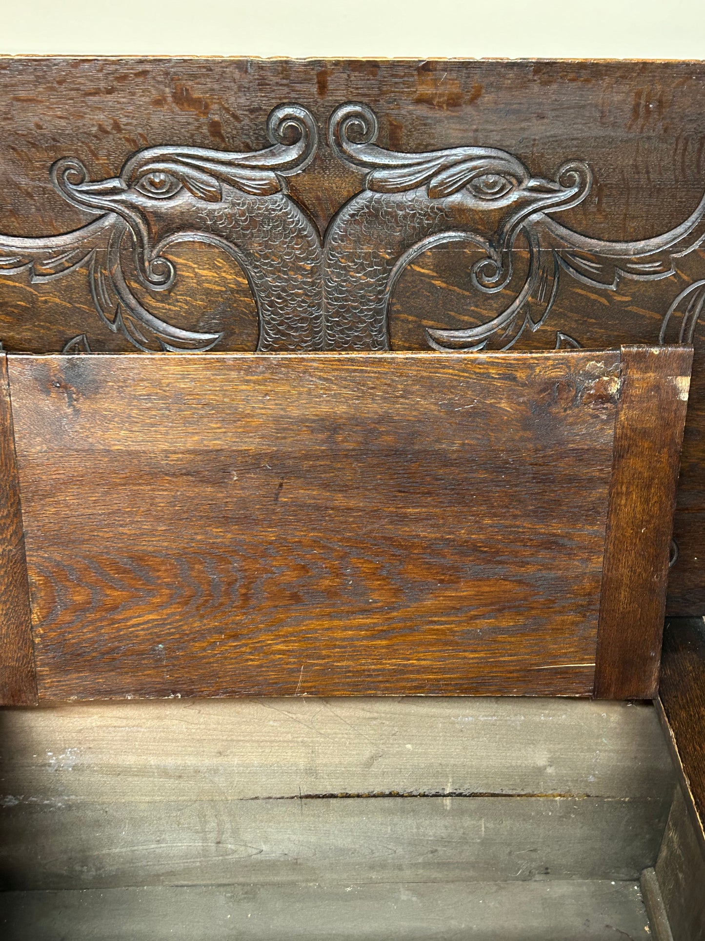 Antique carved monks bench