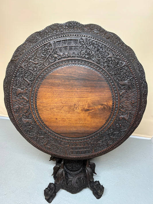 Burmese Carved Anglo Indian side table