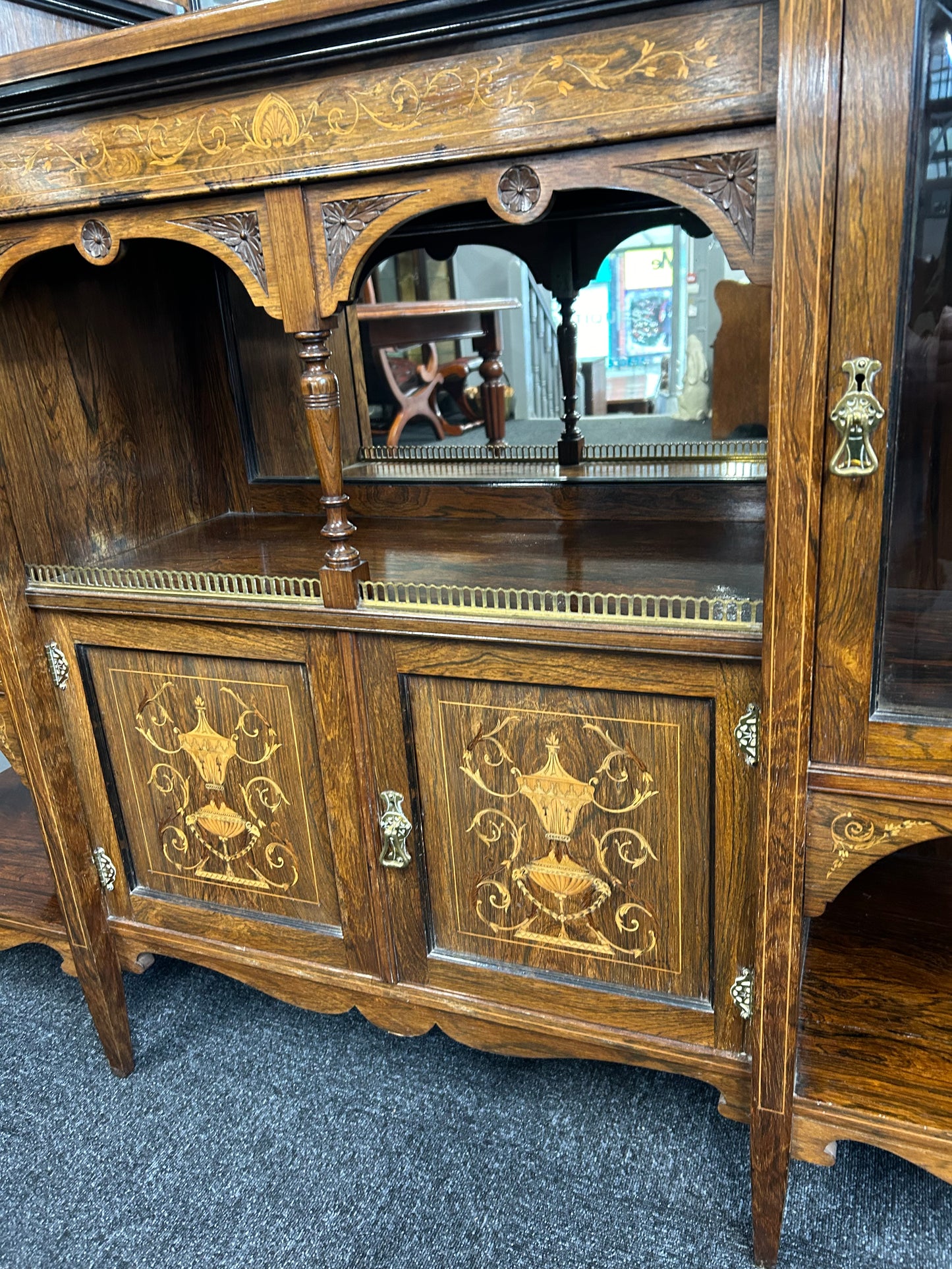 Edwardian Rosewood Inlaid Mirror Back Sideboard